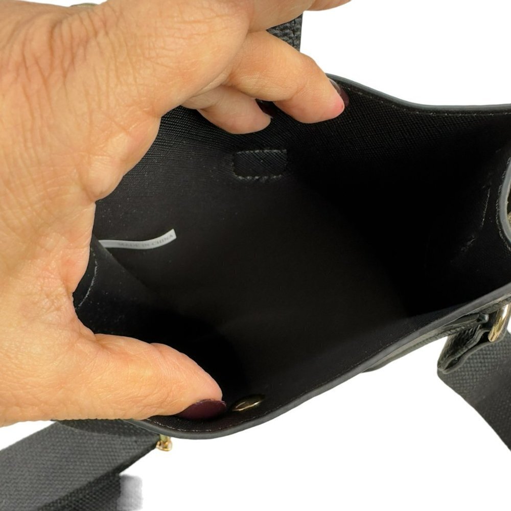 Side Pouch Mini Crossbody Bag Solid Black with Tw… - image 8